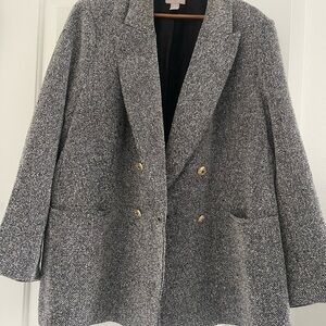 Women's Gray Tweed Double-Breasted blazer